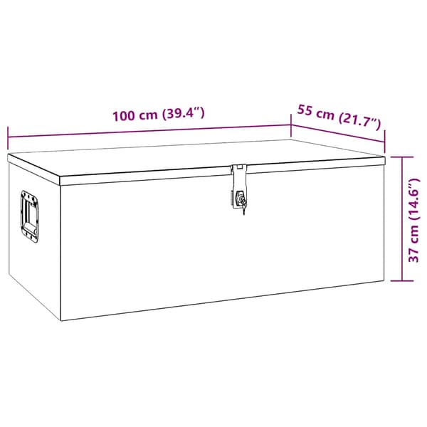 Förvaringslåda silver 100x55x37 cm aluminium