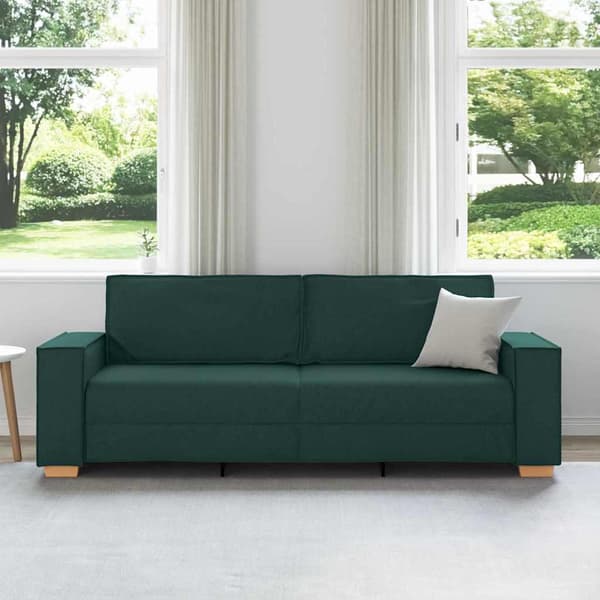 3-Sits soffa Mörkgrön 220 cm tyg