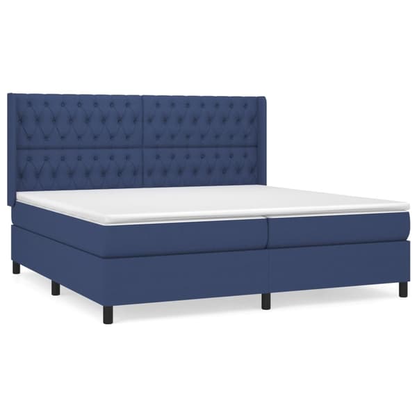 Ramsäng med madrass blå 200x200 cm tyg
