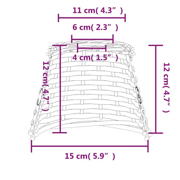 Taklampskärm vit Ø15x12 cm korgmaterial