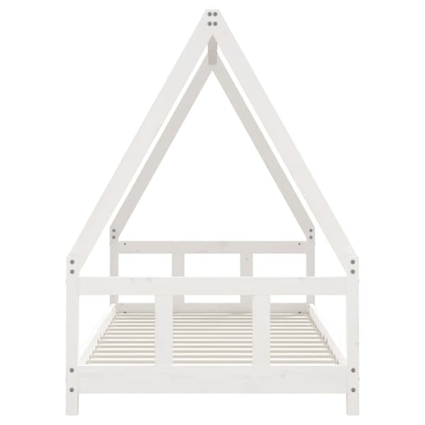 Sängram för barn vit 90x190 cm massiv furu