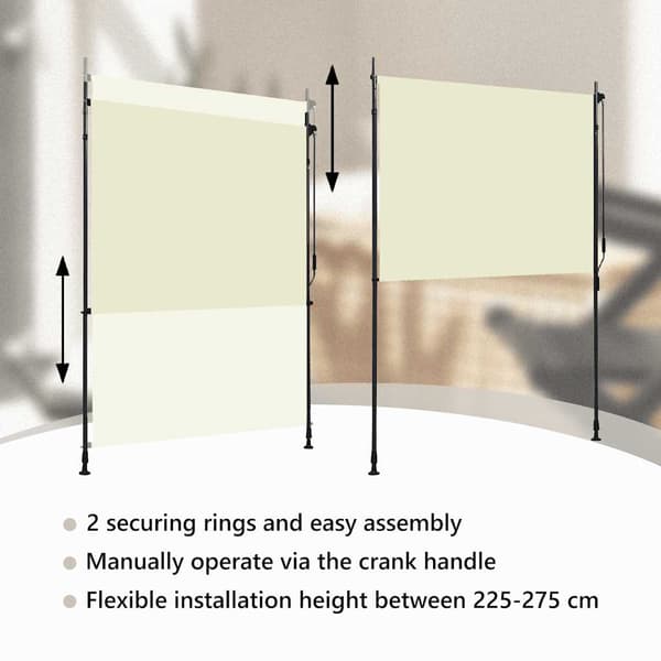 Rullgardin utomhus 150x270 cm gräddvit