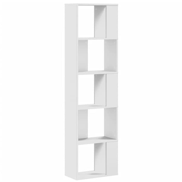 Bokhylla 5 hyllplan vit 45x23,5x162,5 cm konstruerat trä