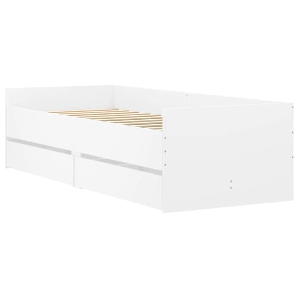 Sängram med lådor vit 90x190 cm