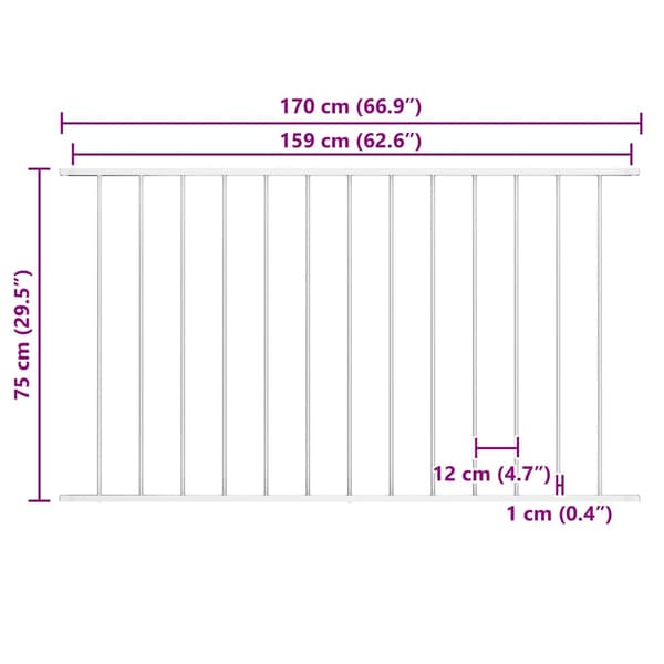Staketpanel Woerden pulverlackerad stål 1,7x0,75 m vit