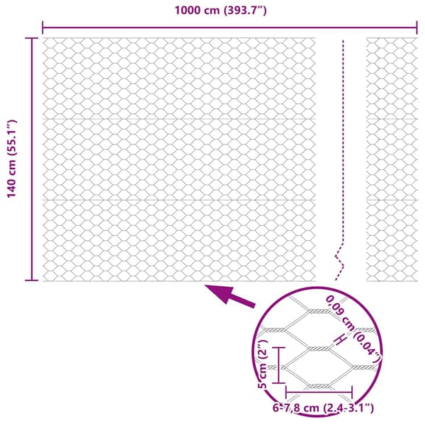 Hexagonstängsel Grå 1,4 x 10 m PVC