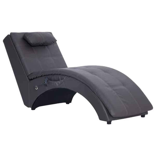 Massageschäslong med kudde grå konstläder