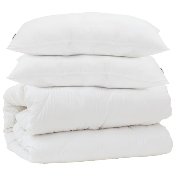 Duntäcke med kudde 3 pcs Vit Mikrofiber