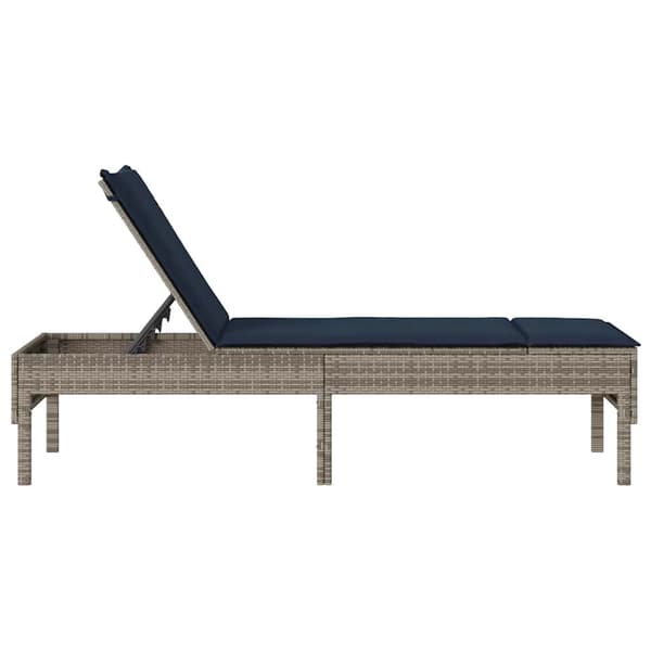 Solstol med dyna grå 55x200x44cm konstrotting