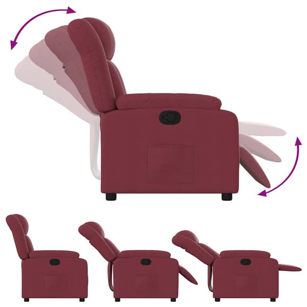 Reclinerfåtölj vinröd tyg