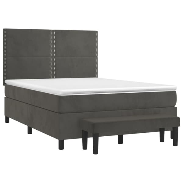Ramsäng med madrass mörkgrå 140x190 cm sammet