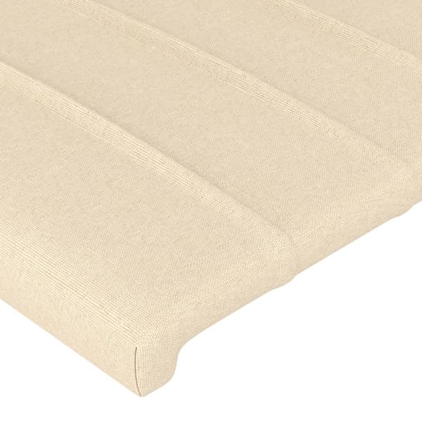 Sänggavel LED gräddvit 144x5x118/128 cm tyg