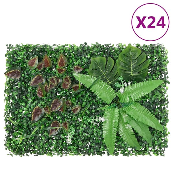 vidaXL Konstväxt växtvägg 24 st grön 40x60 cm