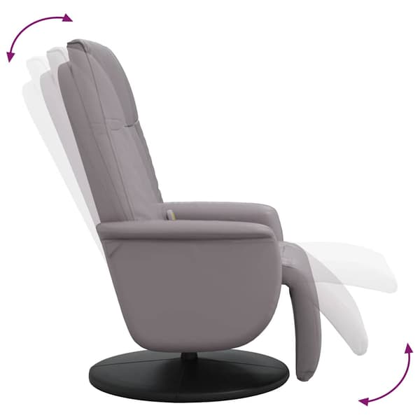 Massagefåtölj med fotstöd grå konstläder