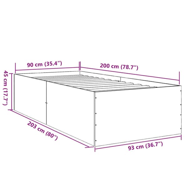Sängram vit 90x200 cm konstruerat trä