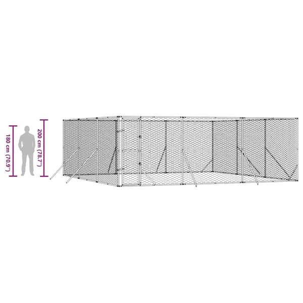 Hundgård för utomhusbruk silver 6x6x2 m galvaniserat stål