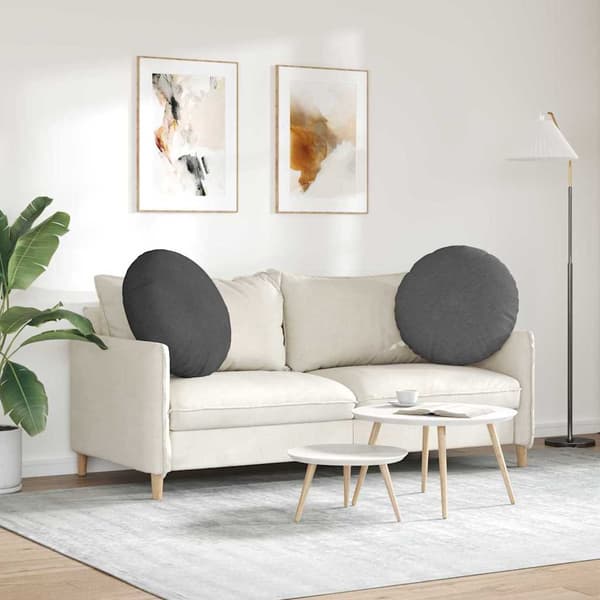 Sittkuddar 2 pcs Mörkgrå Ø 80 cm Kordread tyg