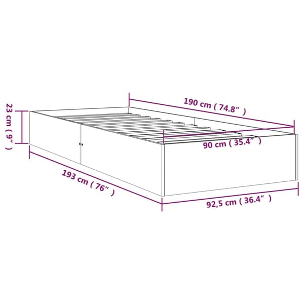 Sängram vit massivt trä 90x190 cm