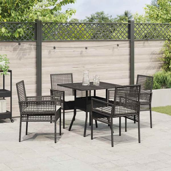 Trädgårdsmöbelset 5 pcs Svart konstrotting