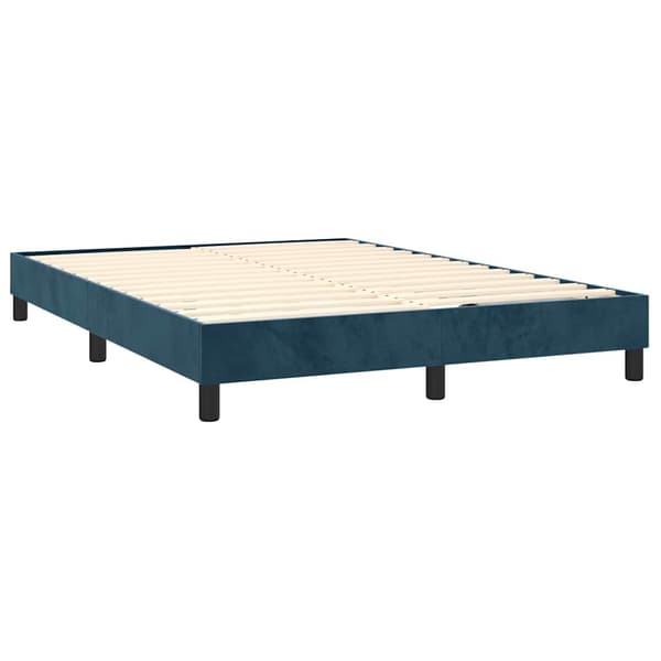 Ramsäng med madrass mörkblå 140x190 cm sammet