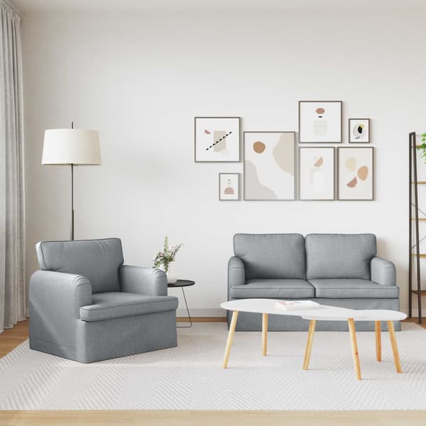 Soffset 2 pcs Ljusgrå 144 x 80 x 85 cm tyg