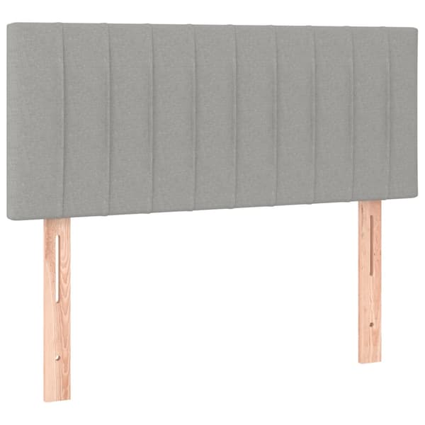 Ramsäng med madrass & LED ljusgrå 120x190 cm tyg
