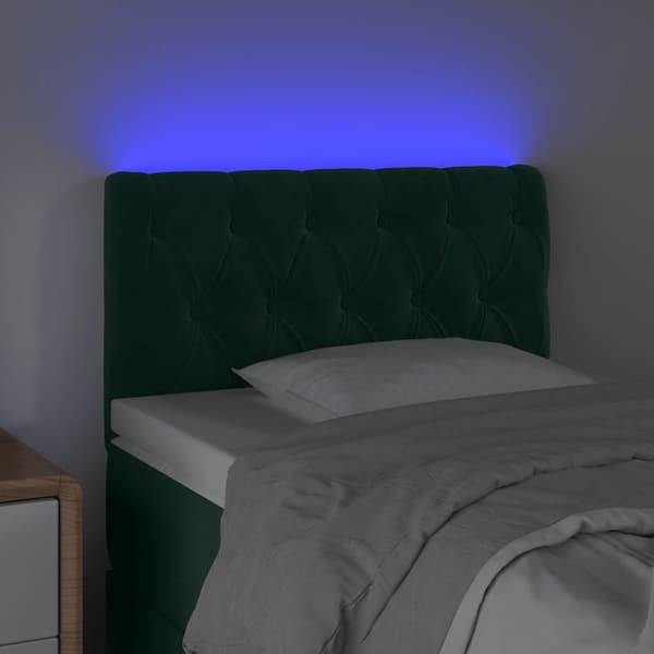 Sänggavel LED mörkgrön 80x7x78/88 cm sammet