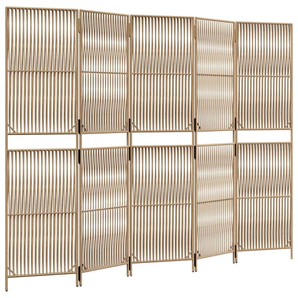 Rumsavdelare 5 paneler beige konstrottning