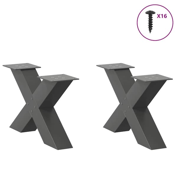 Soffbordsben X-formade 2 st antracit 60x(30-31) cm stål