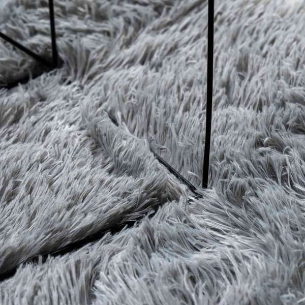 Ryamatta med lång lugg NAVARRA ljusgrå 240x340 cm polyester