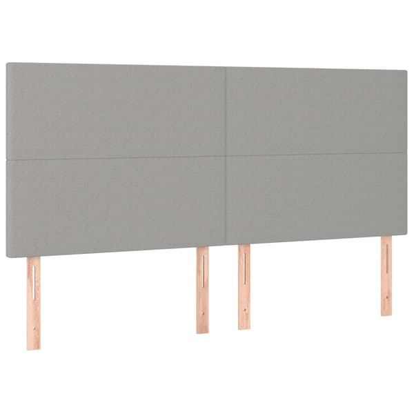 Sänggavel ljusgrå 200x5x118/128 cm tyg