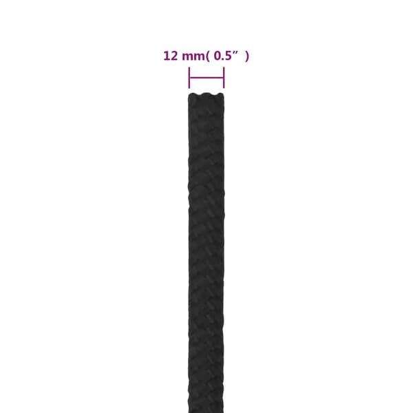 Båtlina helsvart 12 mm 250 m polypropen