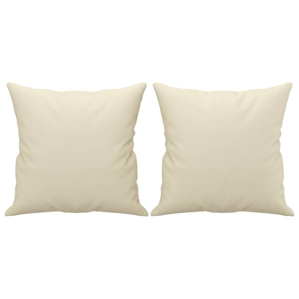 2-sits soffa med prydnadskuddar gräddvit 120 cm konstläder