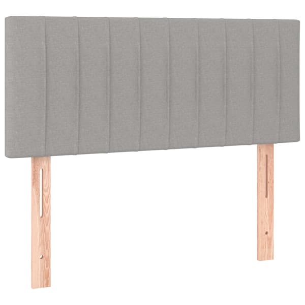 Ramsäng med madrass ljusgrå 90x190 cm tyg