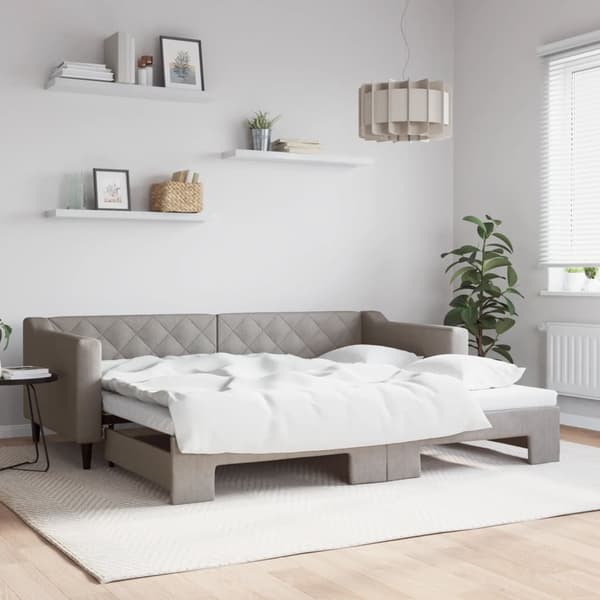 Dagbädd utdragbar taupe 90x200 cm tyg
