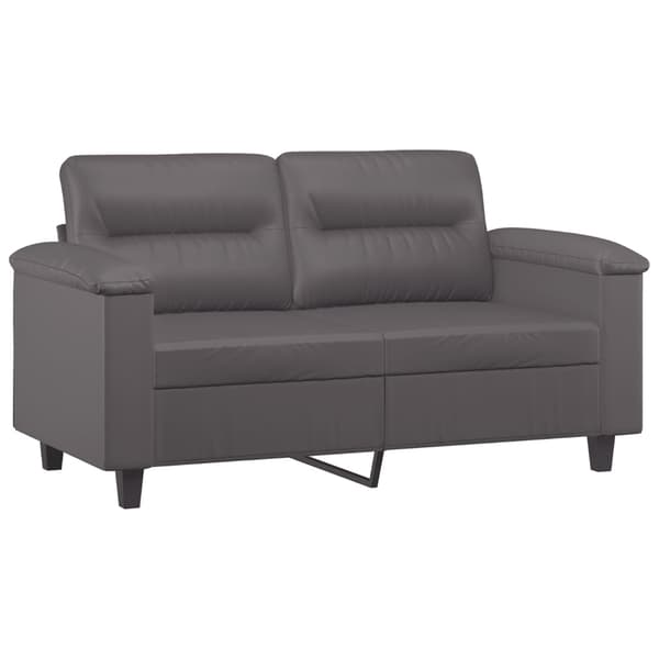 2-sits soffa med prydnadskuddar grå 120 cm konstläder