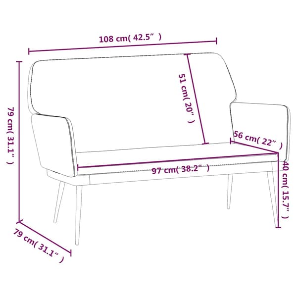 Bänk vinröd 108x79x79 cm sammet