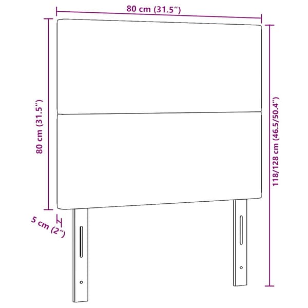 Huvudgavel Mörkgrå 80 cm Kordread tyg