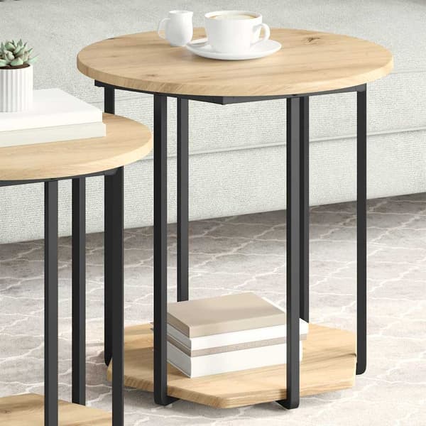 Sidobordsset med hylla 2 pcs Brun