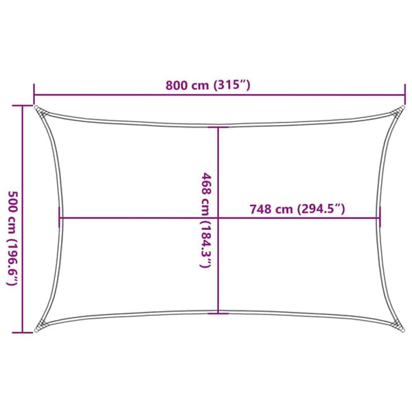 Solsegel ljusgrå 8x5 m 100% polyesteroxford