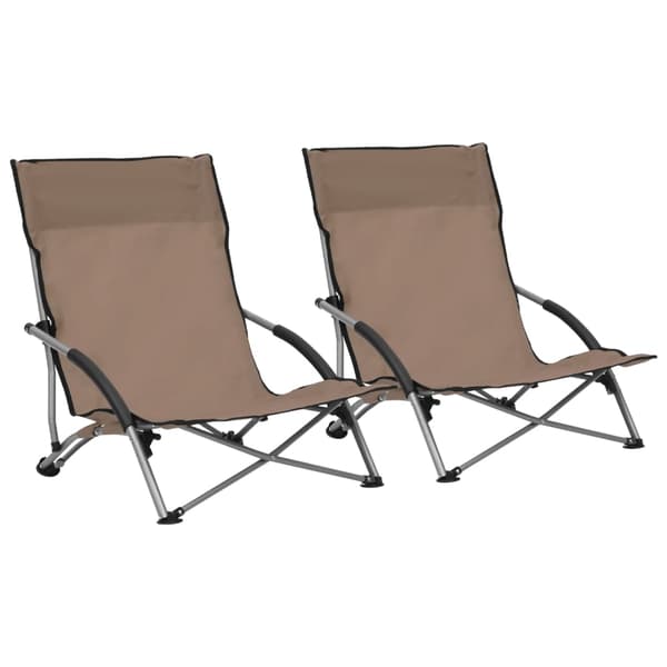 Hopfällbara strandstolar 2 st taupe tyg