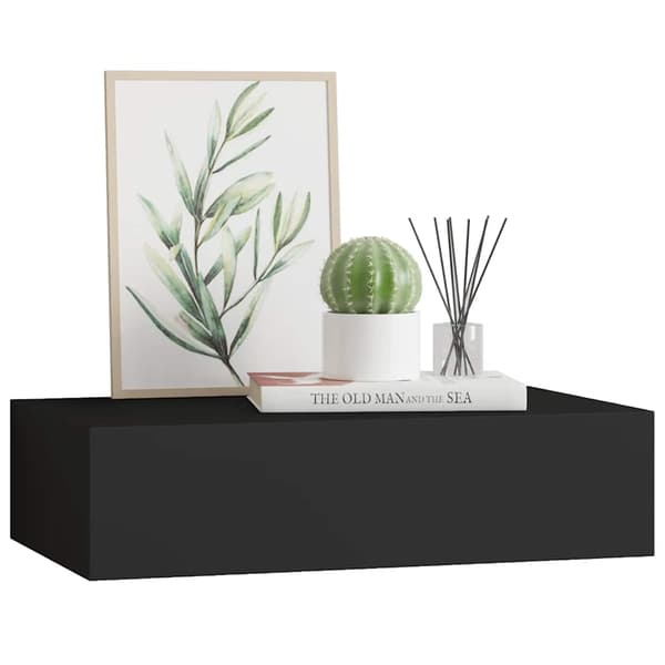 Väggmonterad låda svart 40x23,5x10 cm MDF