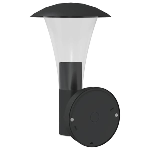Utomhusvägglampa med sensor svart rostfritt stål