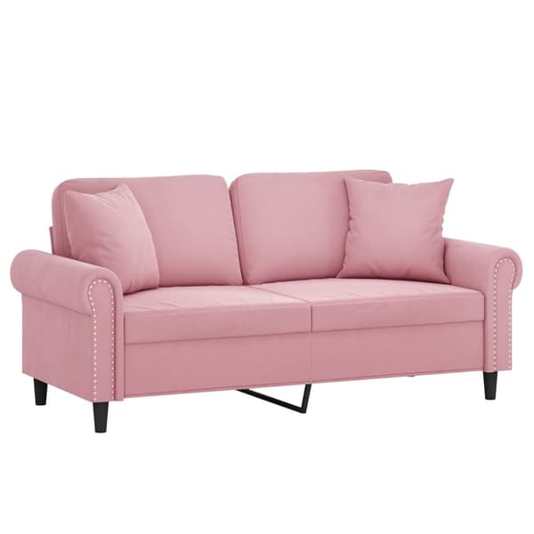 2-sitssoffa med prydnadskuddar rosa 140 cm sammet
