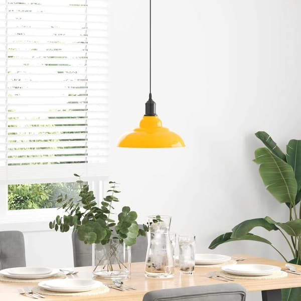 Taklampa höjdjusterbar E27 glans gul Ø 31 cm metall