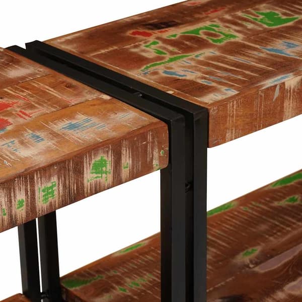 Konsolbord med hylla Flerfärgsdesign Solid återvunnen trä