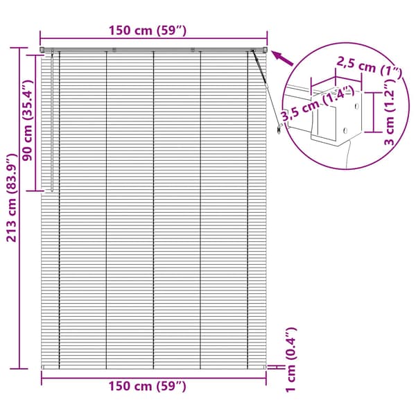 Persienn Vit 213 x 150 cm 25 mm PVC