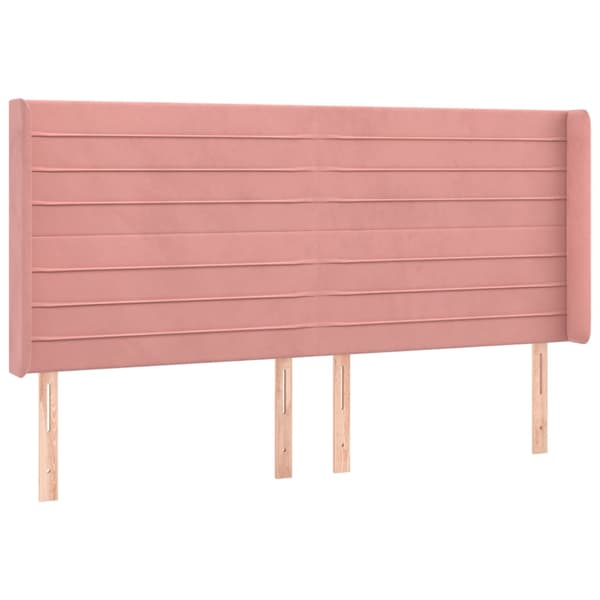 Sänggavel LED rosa 163x16x118/128 cm sammet