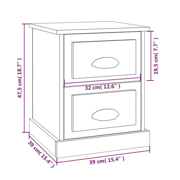 Sängbord vit 39x39x47,5 cm konstruerat trä