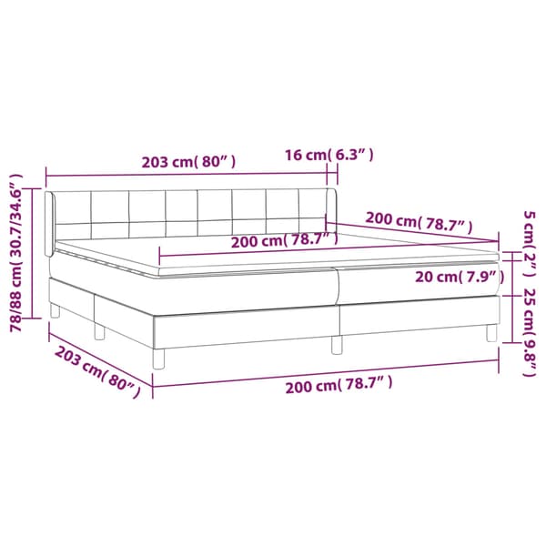 Ramsäng med madrass mörkblå 200x200 cm sammet
